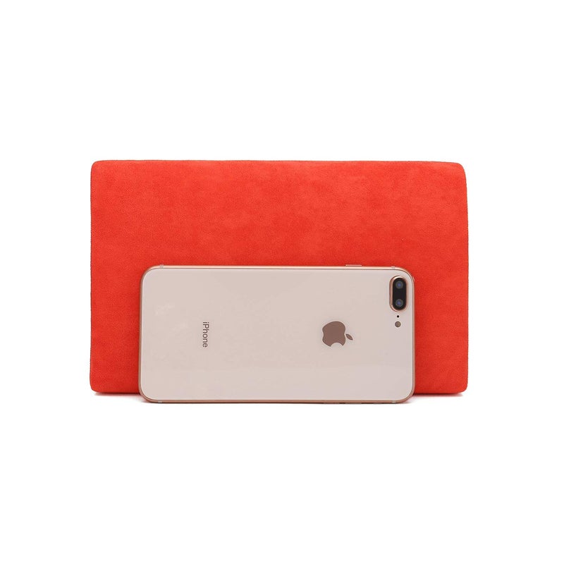 CHARMING TAILOR Faux Suede Clutch Bag Elegant Metal Binding Evening Purse for Wedding/Prom/Black-Tie Events (Burnt Orange) - Image 3